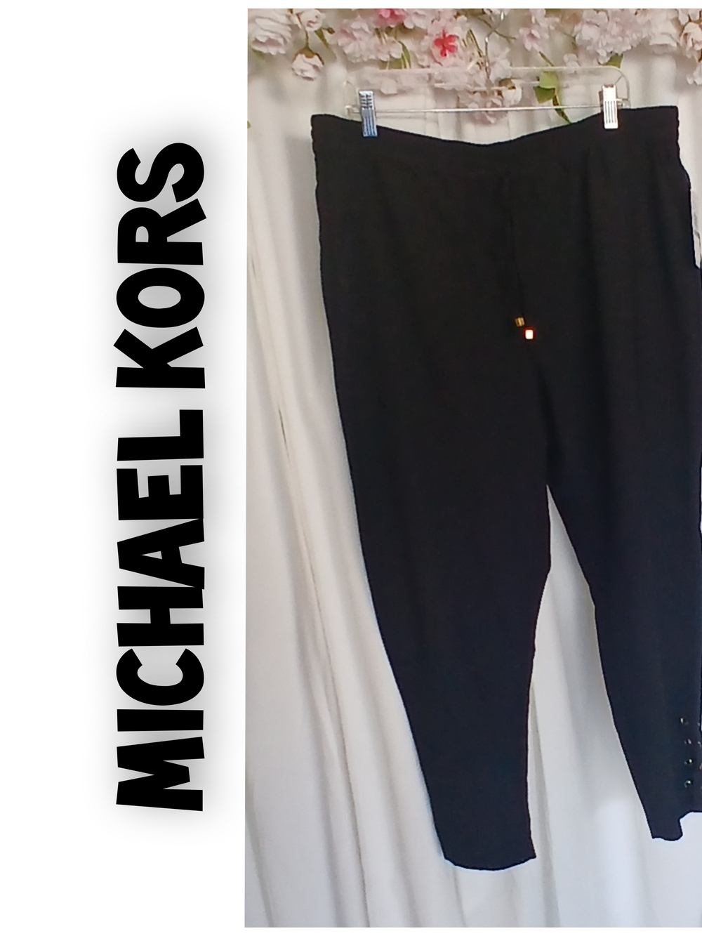 Michael Kors Black Elastic Waist Pants Size XL Retail $110